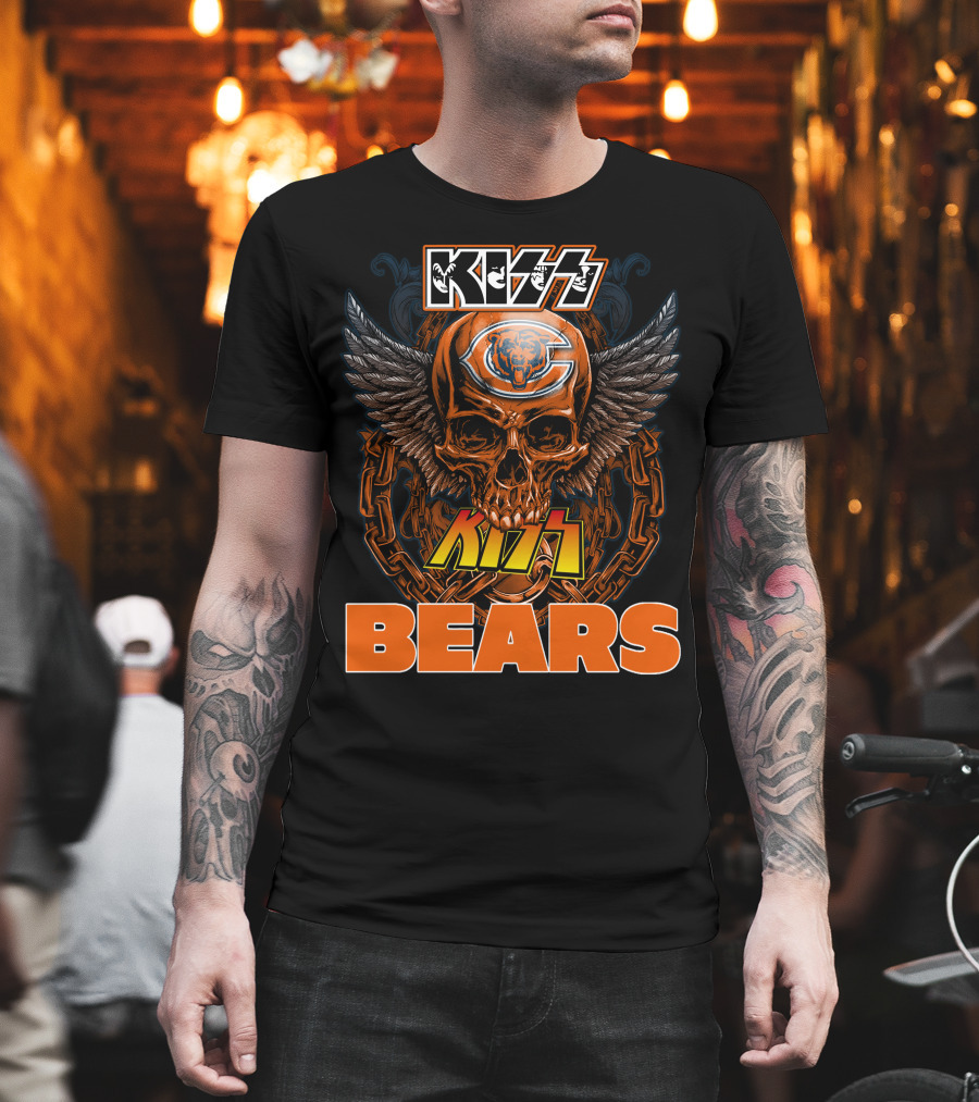 KISS CHICAGO BEARS Skull Wings T-Shirt