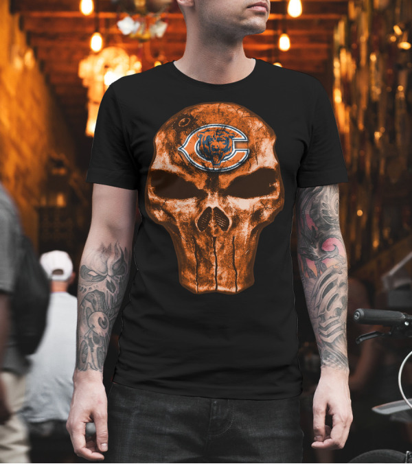 Skull Chicago Bears Logo NFL T-Shirt Skull Chicago Bears Logo NFL T-Shirt