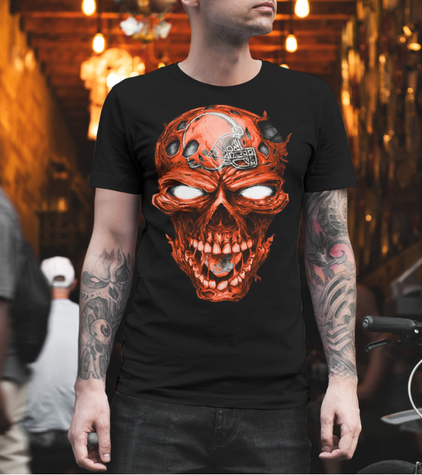 Skull Cleveland Browns Halloween Football Helmet T-Shirt Skull Cleveland Browns Halloween Football Helmet T-Shirt