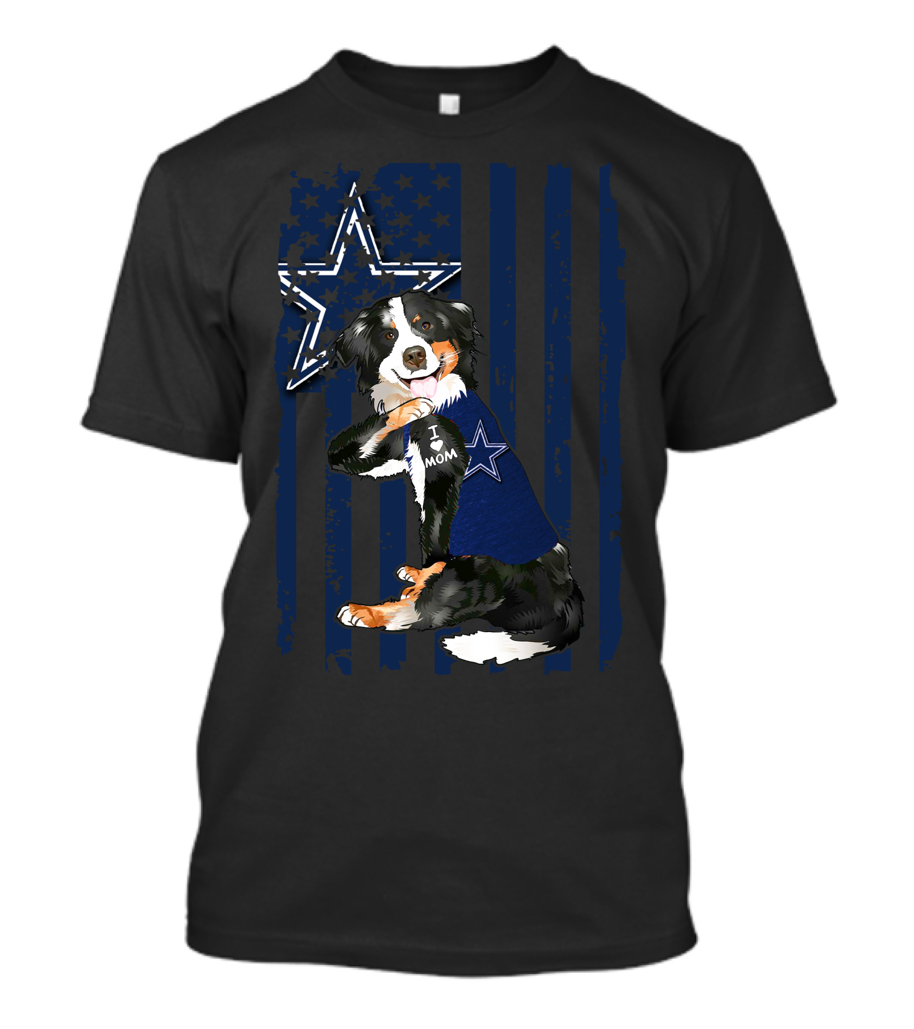 Border Collie I Love Mom Dallas Cowboys Star Flag T-Shirt