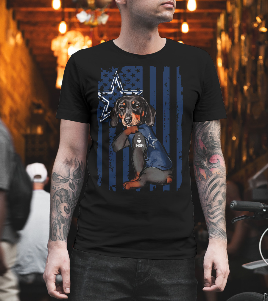 Dachshund I Love Mom Dallas Cowboys Star T-Shirt