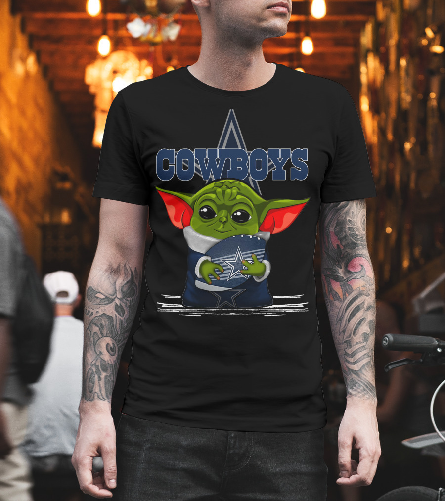 Cowboys Yoda Holding Football T-Shirt