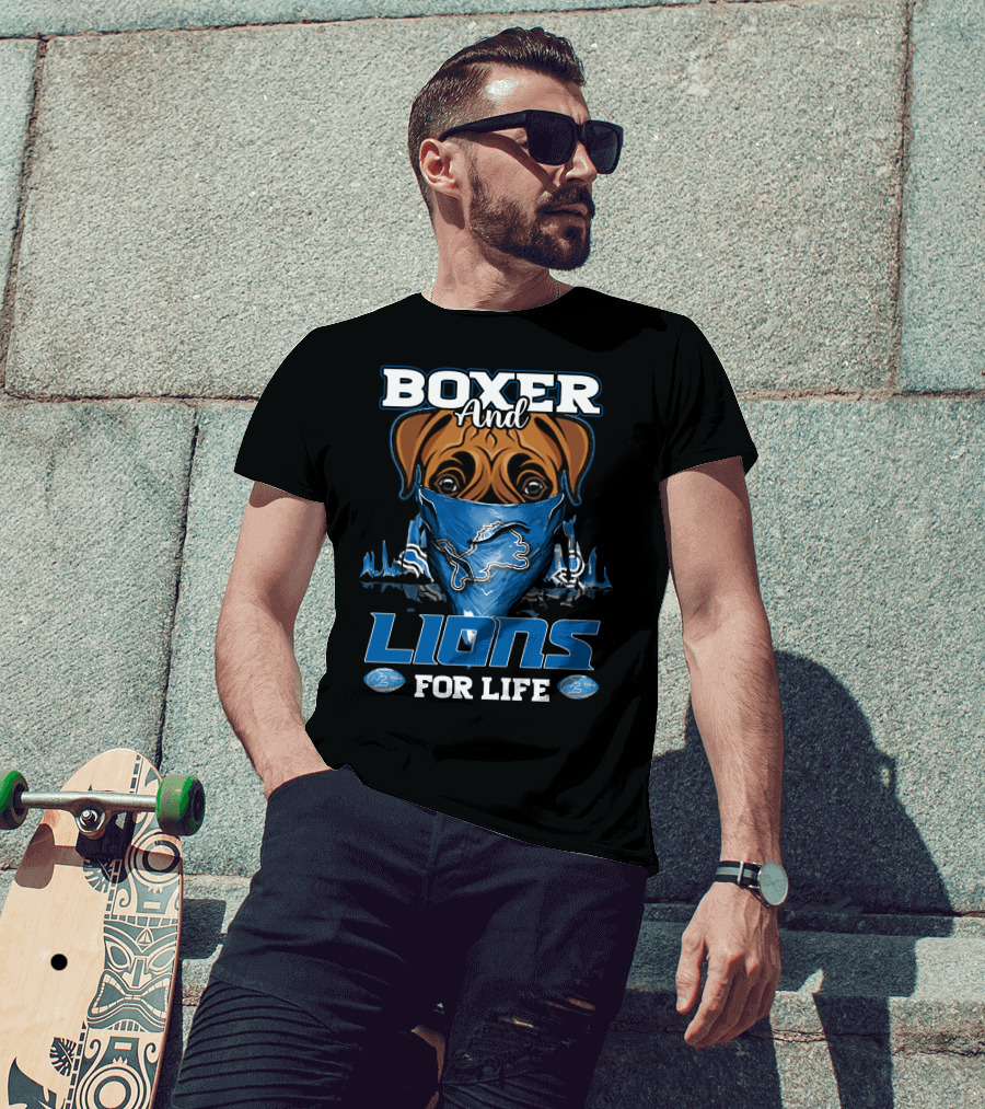 Boxer And Lions For Life DETROIT LIONS T-Shirt