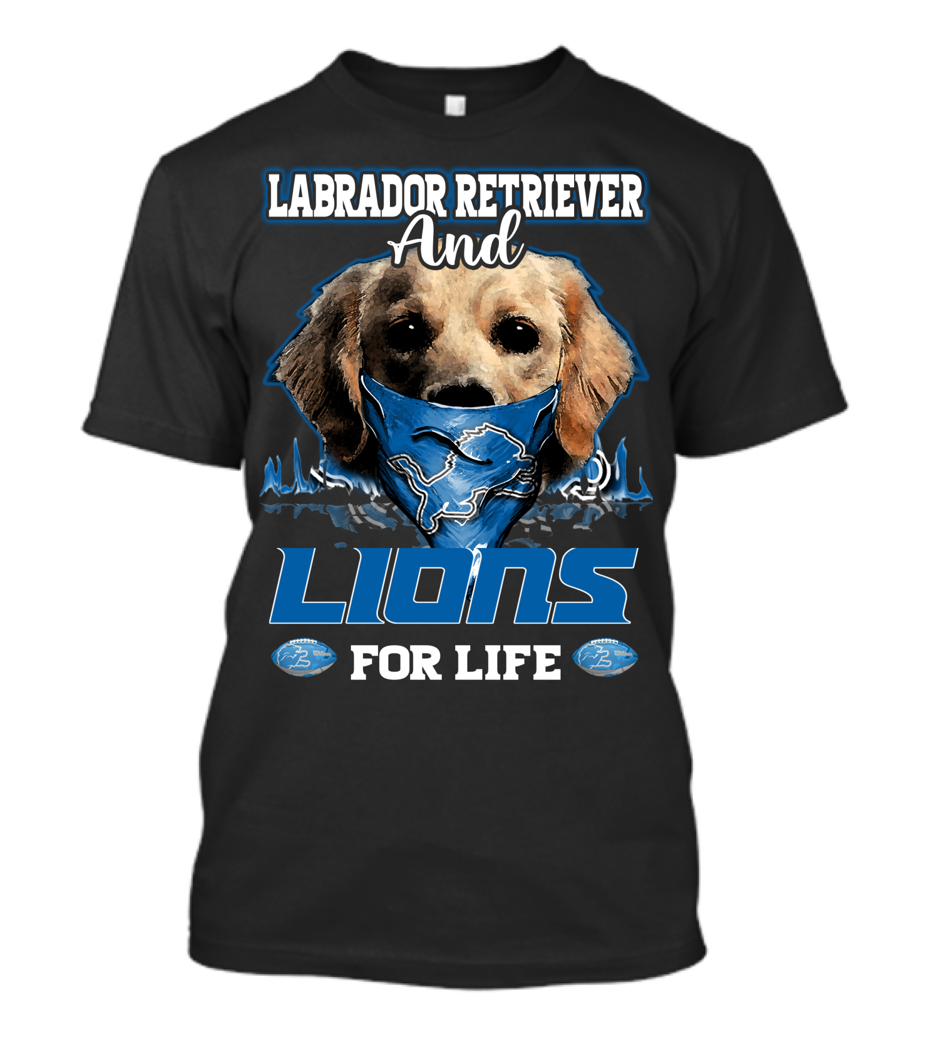 Labrador Retriever And Detroit Lions For Life T-Shirt