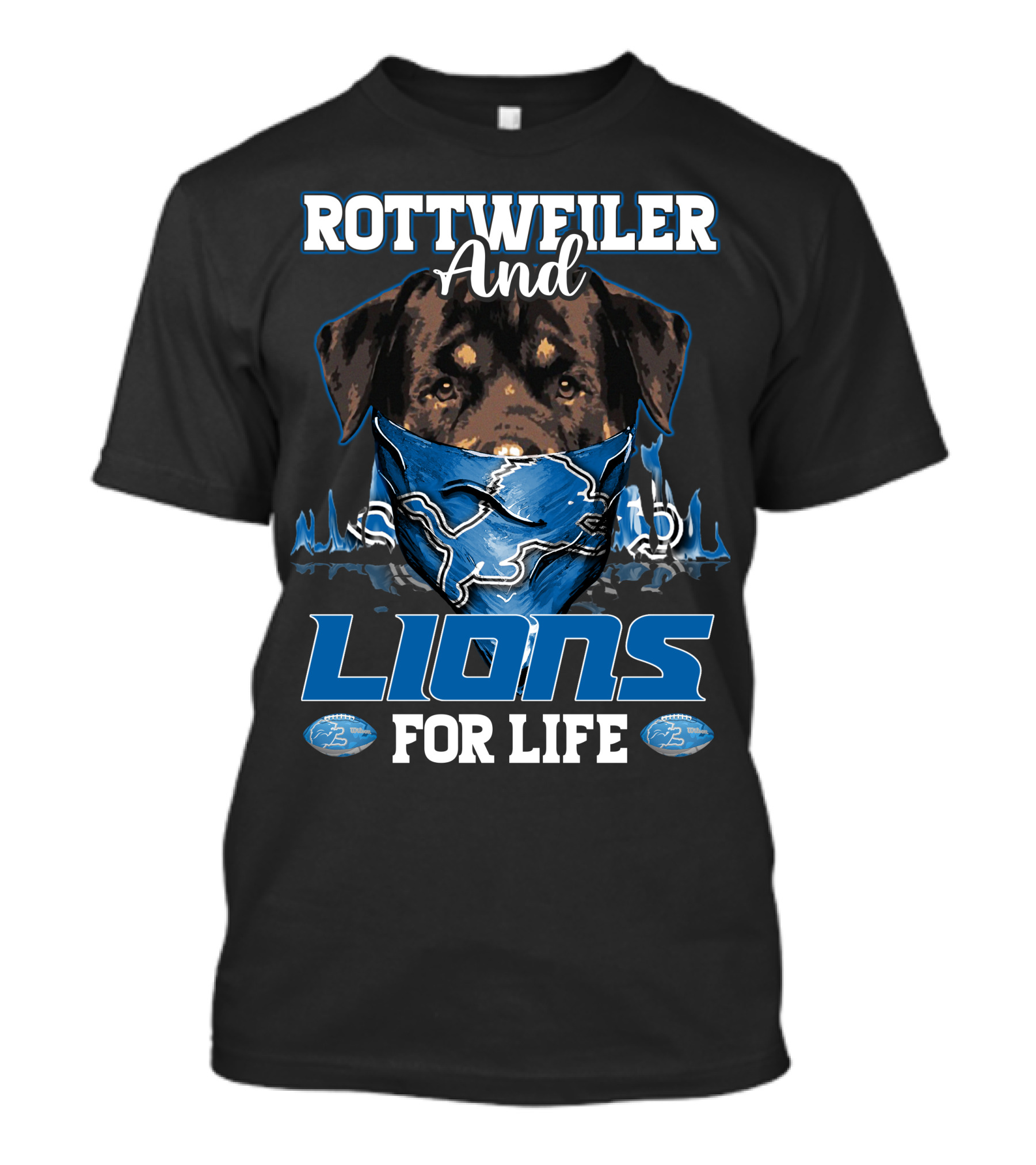 Rottweiler And Lions For Life Detroit T-Shirt