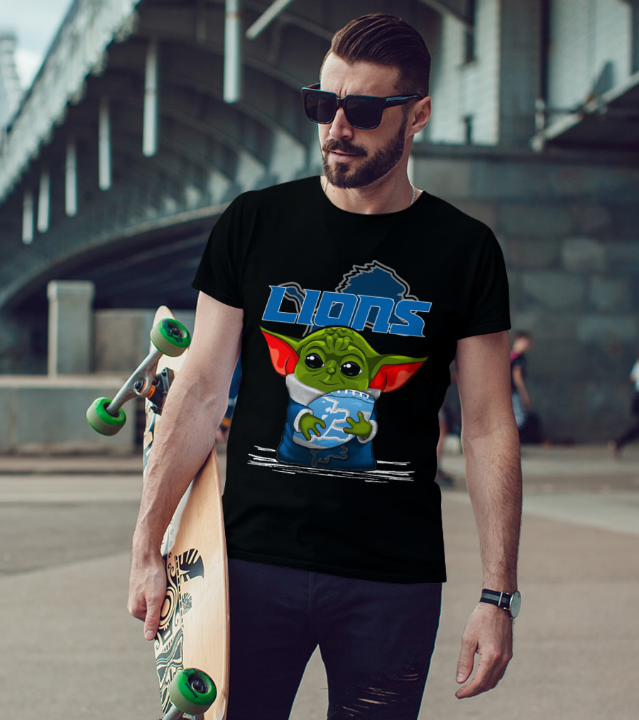LIONS Yoda Football Fan Art DETROIT Football Team T-Shirt