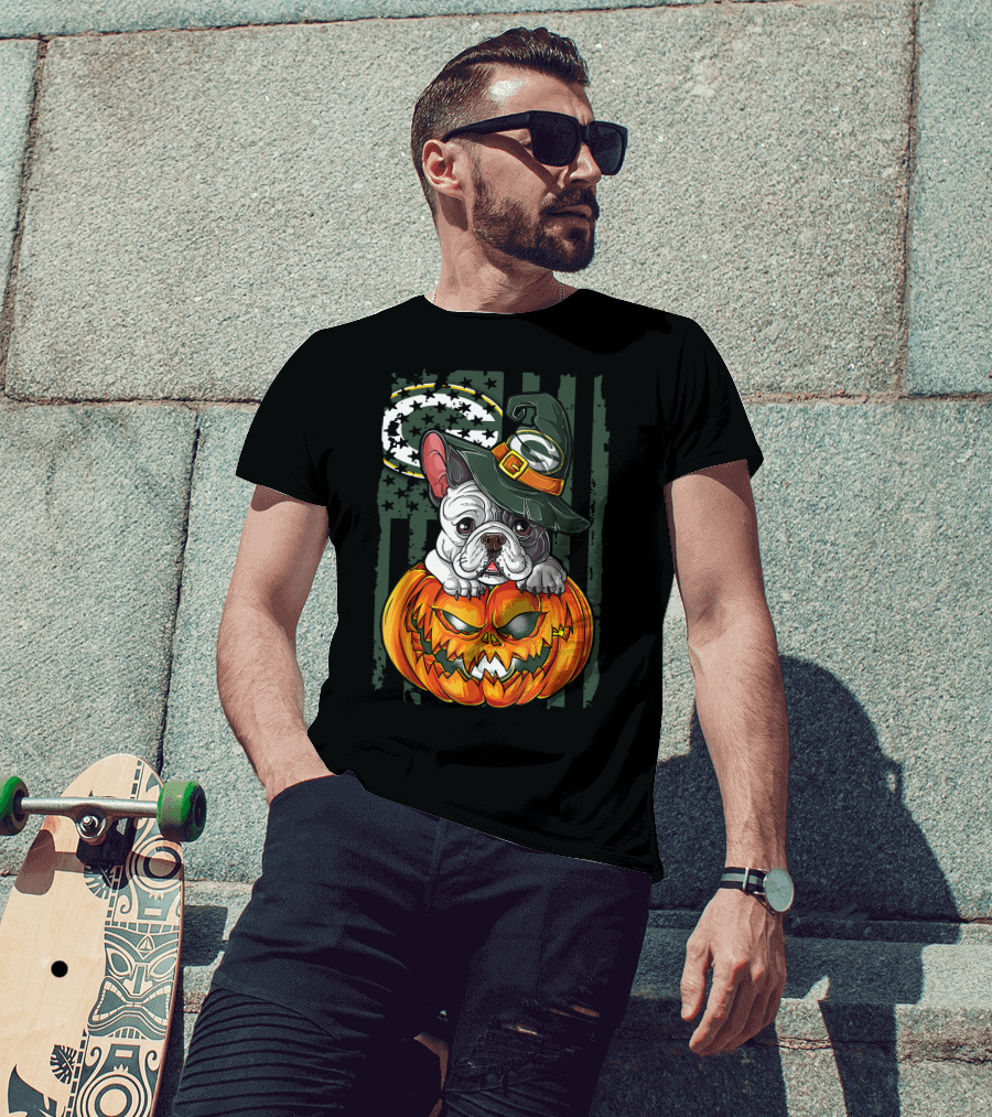 Hlw Bulldog Green Bay Packers Halloween Pumpkin Wizard Hat T-Shirt