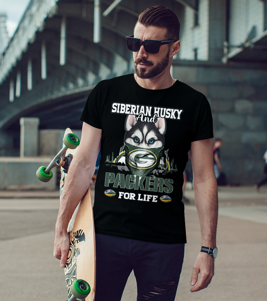 Siberian Husky And Packers For Life T-Shirt