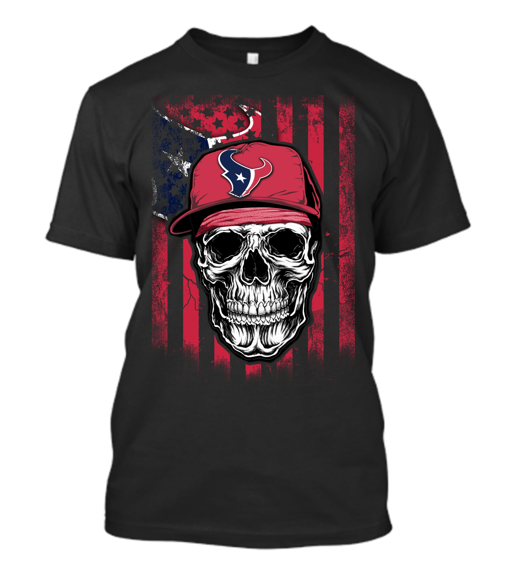 Houston Texans Logo Skull Patriot Flag T-Shirt