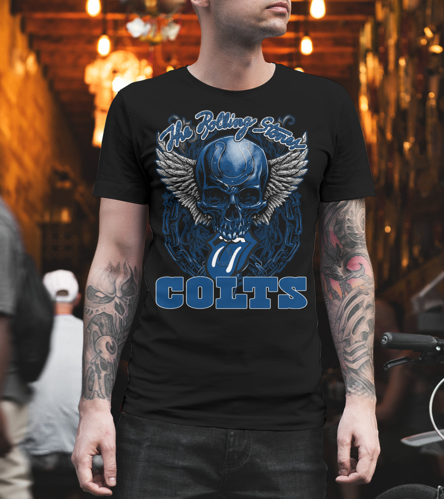 The Rolling Stones Indianapolis Colts Skull Winged Tongue T-Shirt