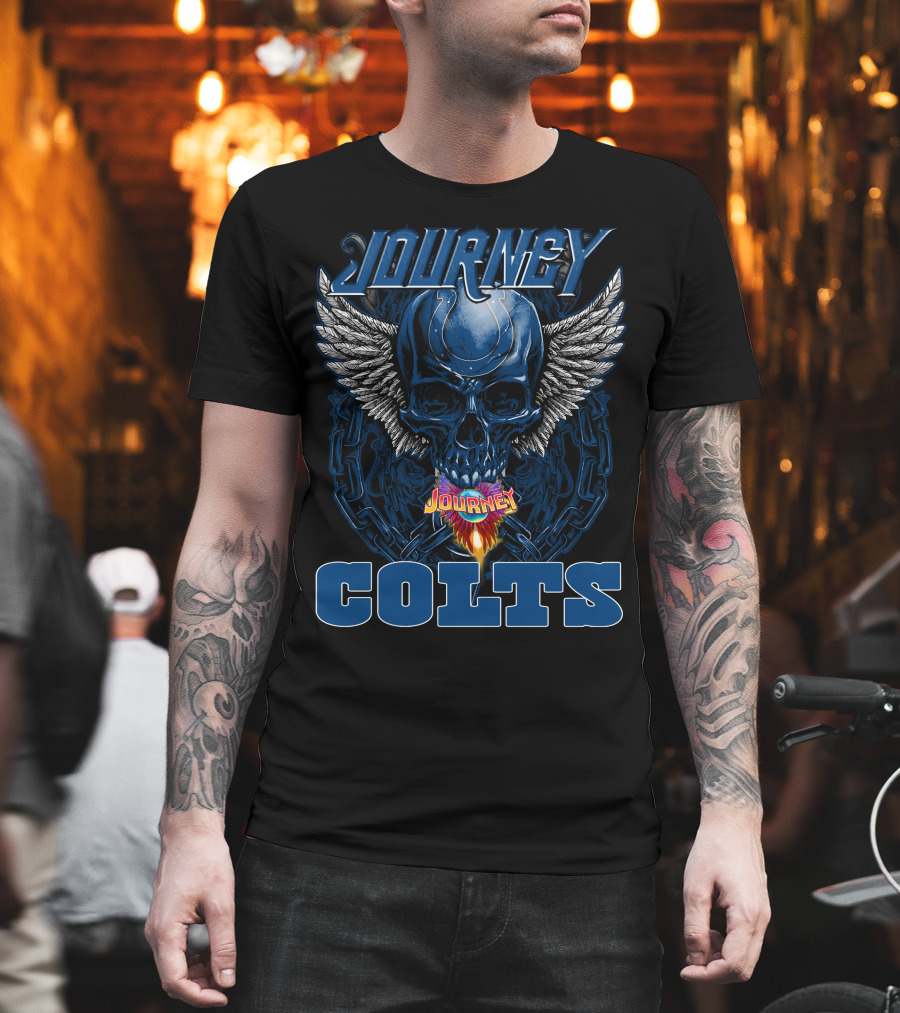 Journey Colts Skull Wings Chain Flame T-Shirt
