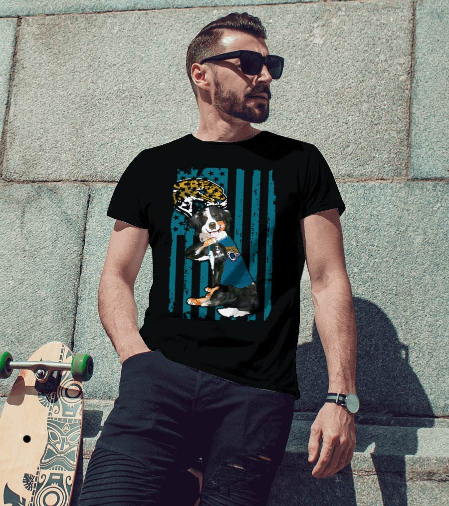 Border Collie I Mom Jacksonville Jaguars Flag T-Shirt