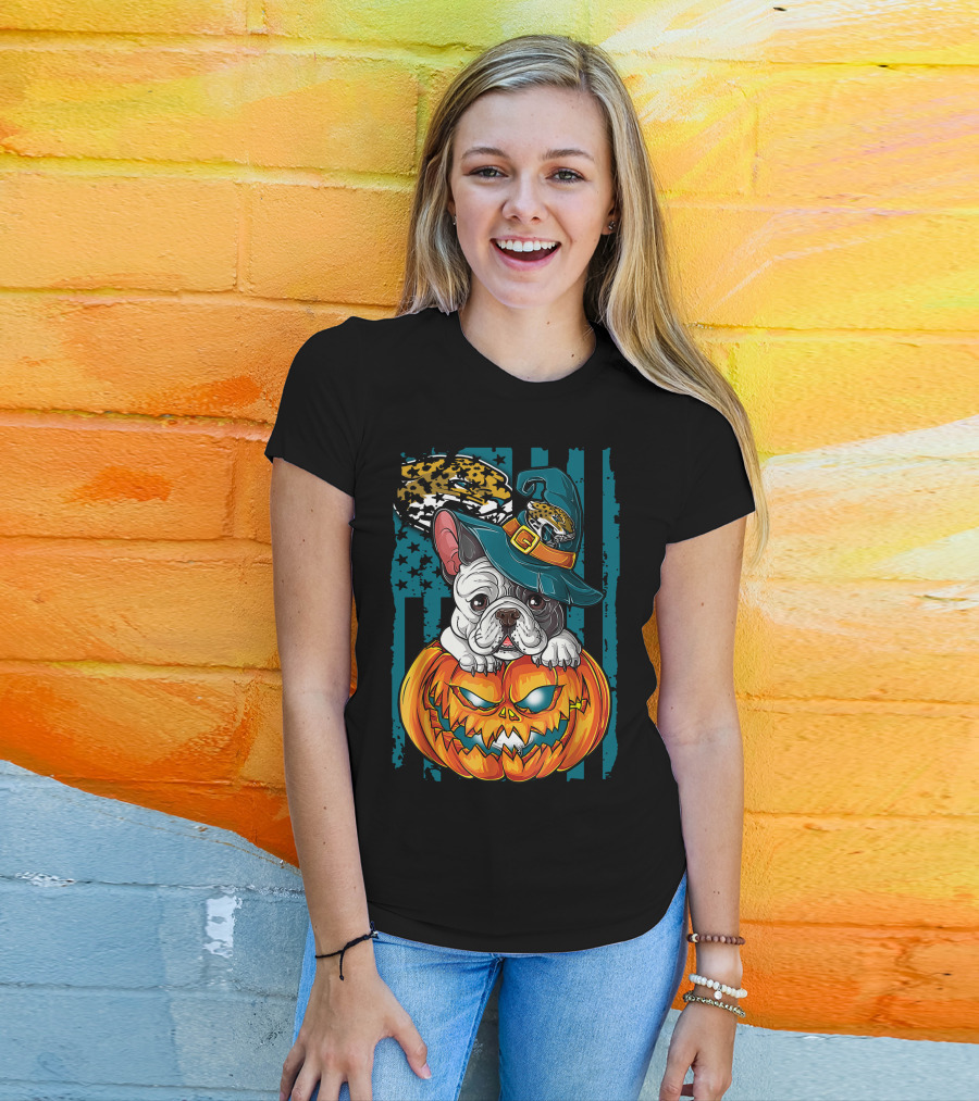 Hlw Bulldog Halloween Pumpkin Jacksonville Jaguars Hat T-Shirt