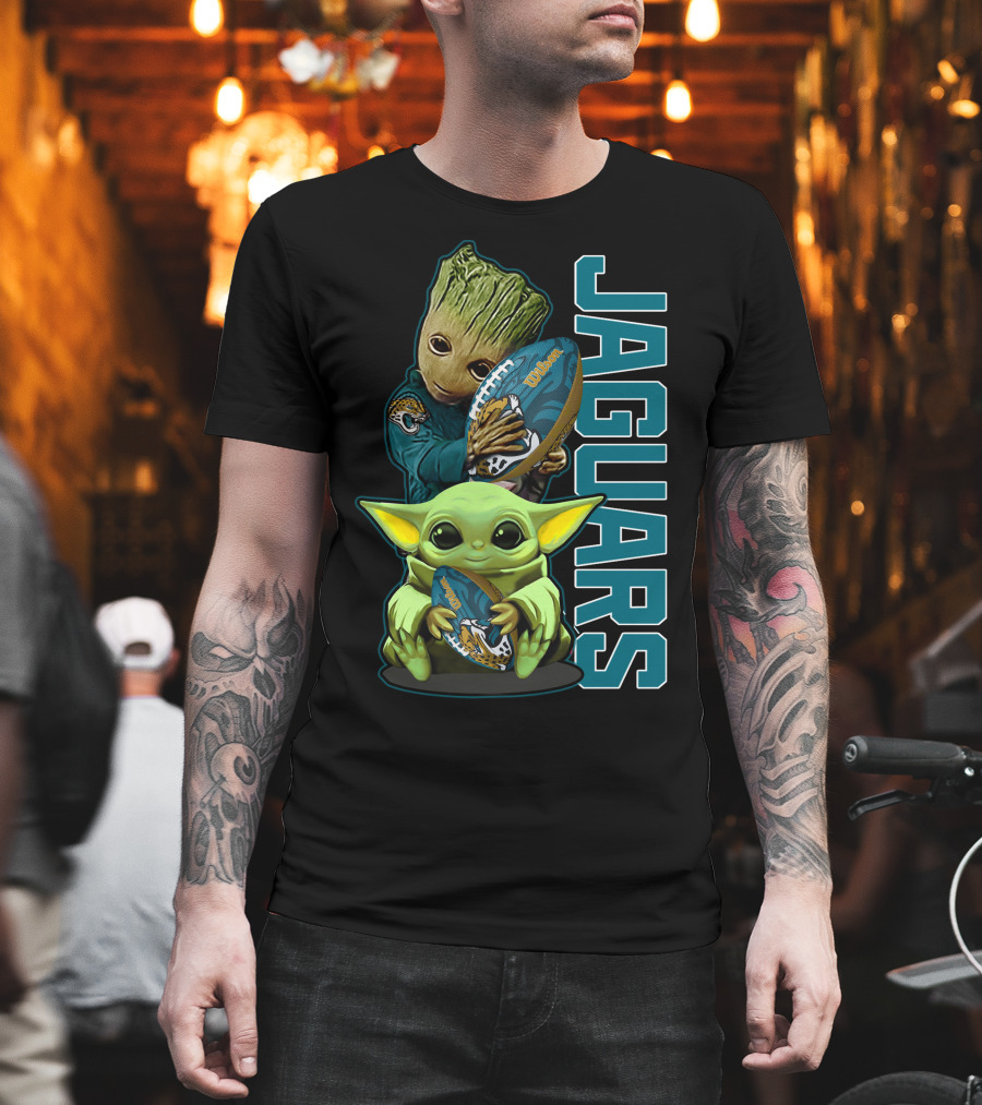 Grzd Jacksonville Jaguars Groot Baby Yoda Football T-Shirt