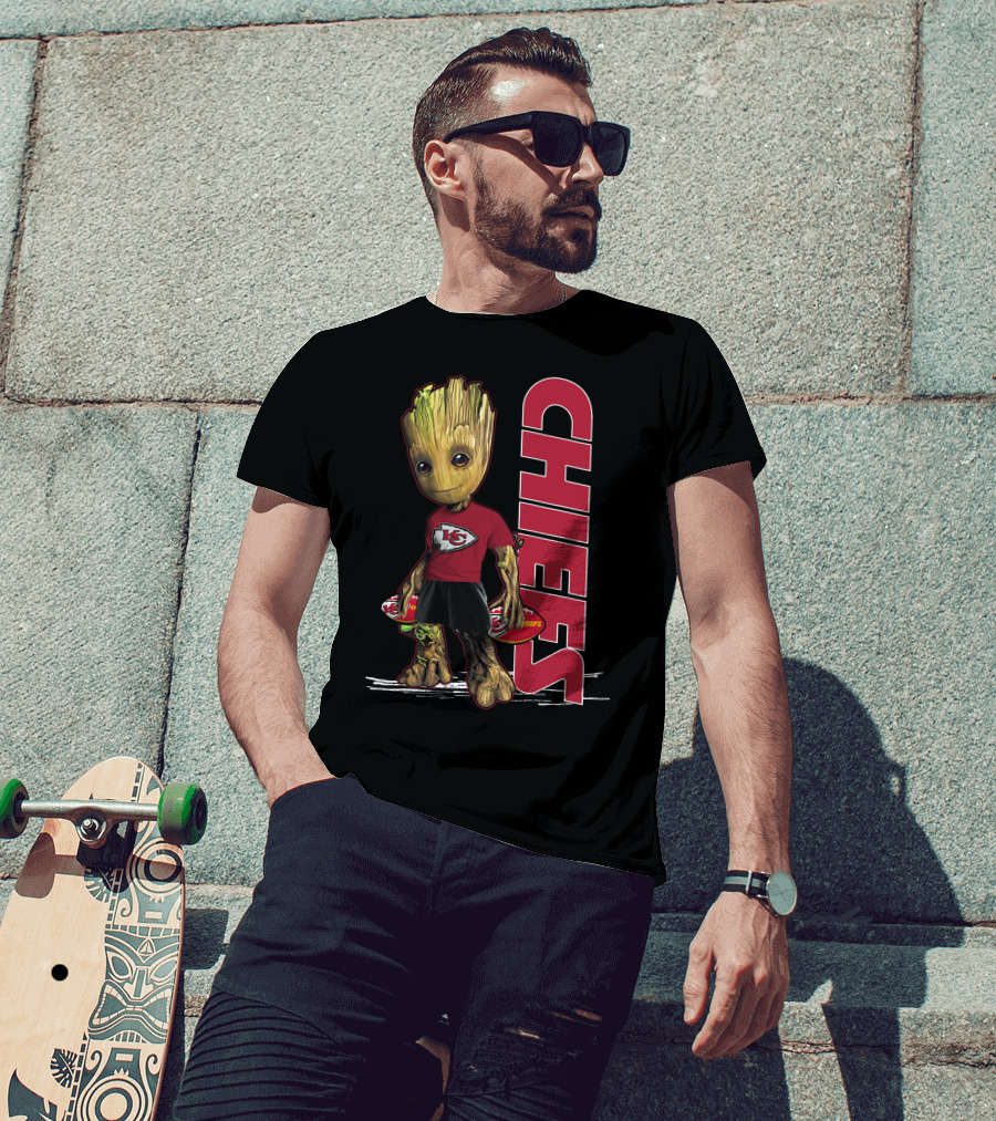 Groot Kansas City Chiefs NFL Fan Art With Chiefs T-Shirt