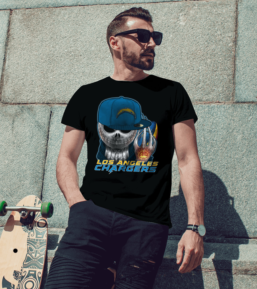 Jackskull Pumpkin Los Angeles Chargers T-Shirt