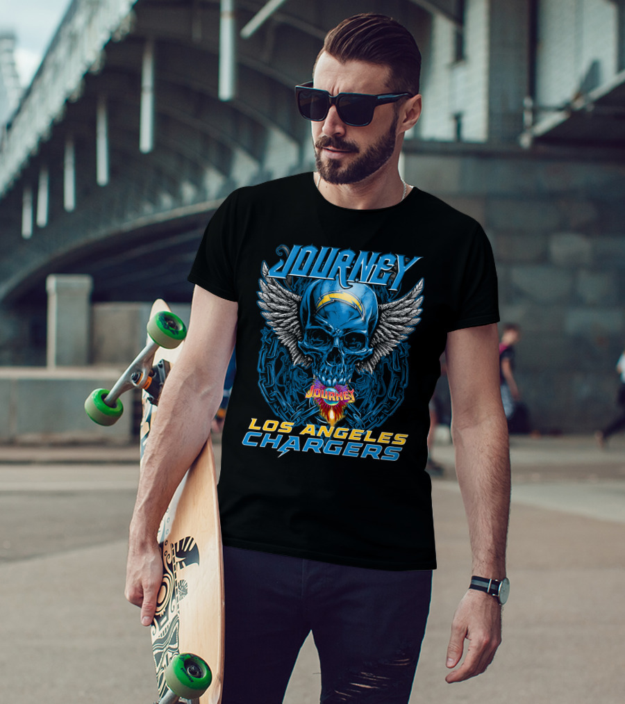 Journey Los Angeles Chargers Skull Winged Helmet T-Shirt