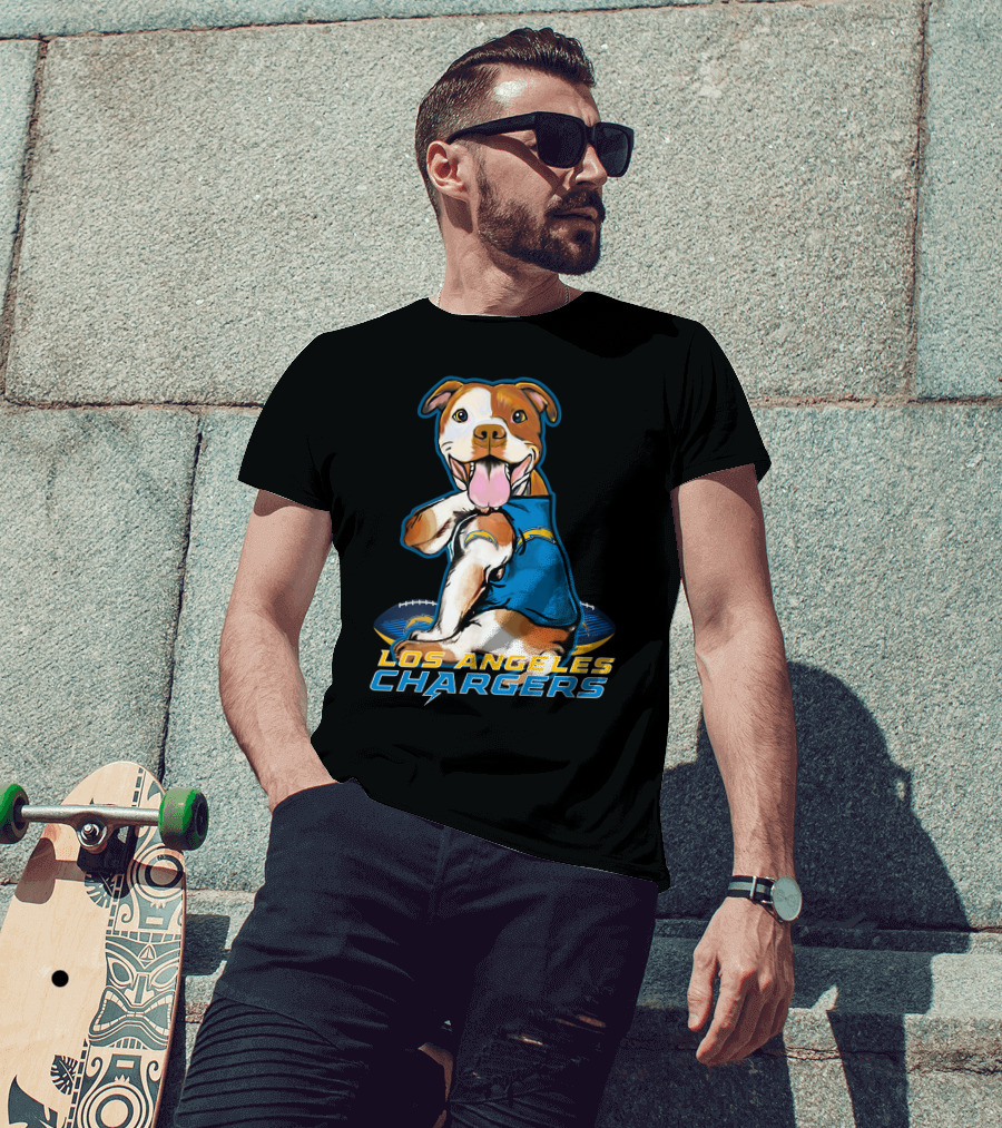 Pittbull Los Angeles Chargers NFL Football Dog Fan T-Shirt