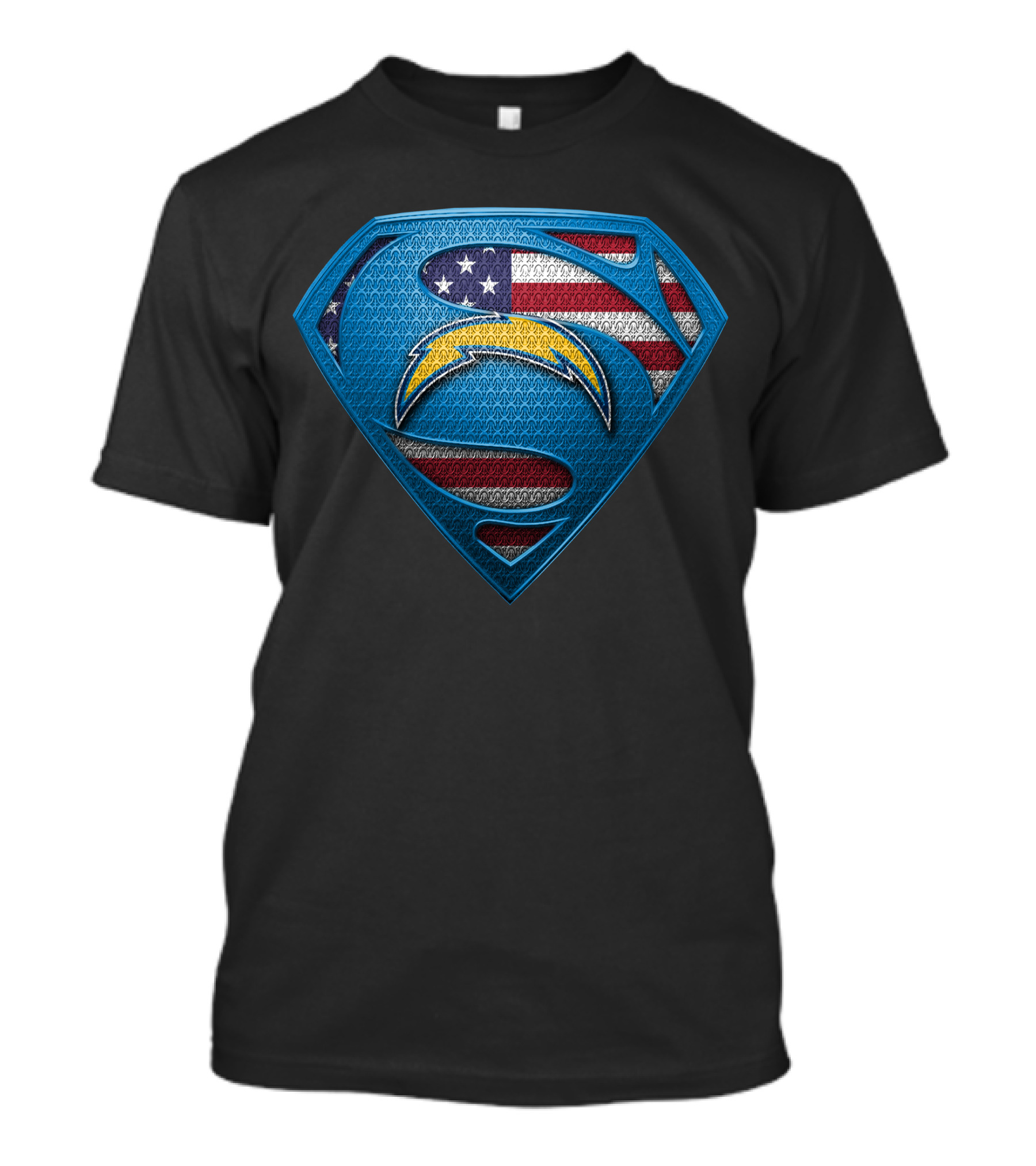 Los Angeles Chargers Superman Logo American Flag T-Shirt