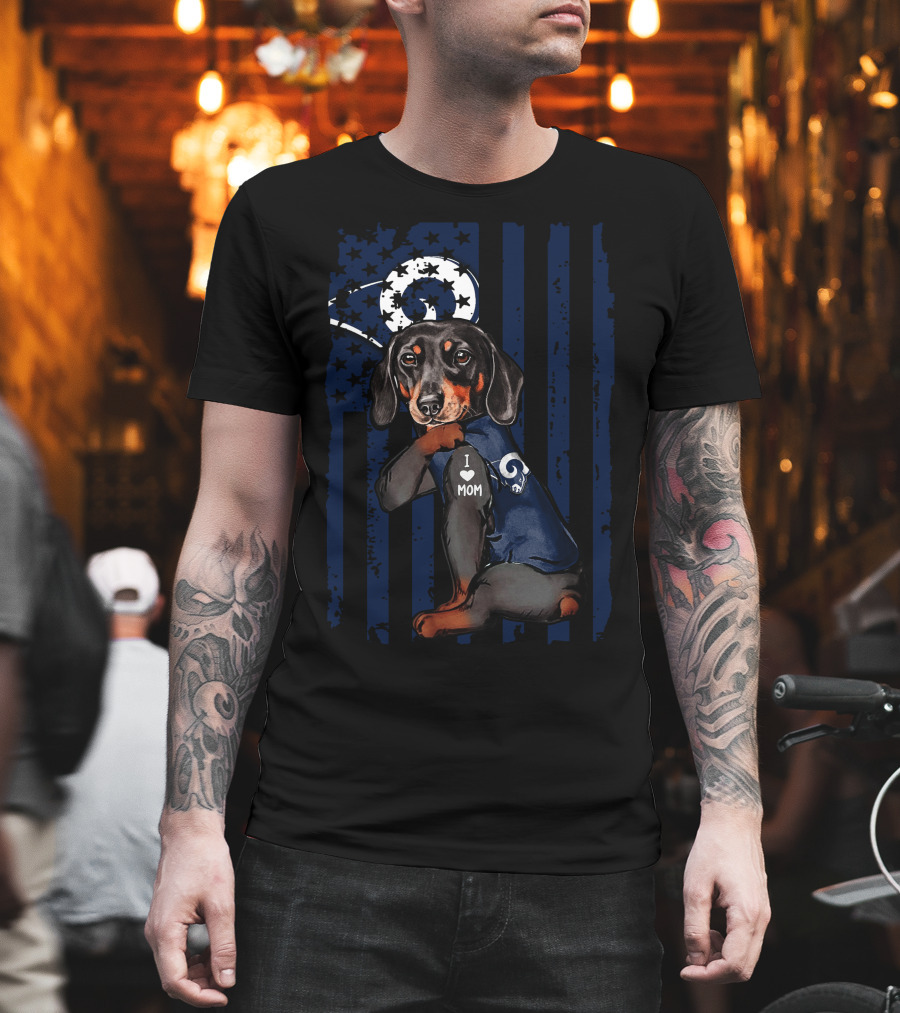 Dachshund I Love Mom Los Angeles Rams T-Shirt