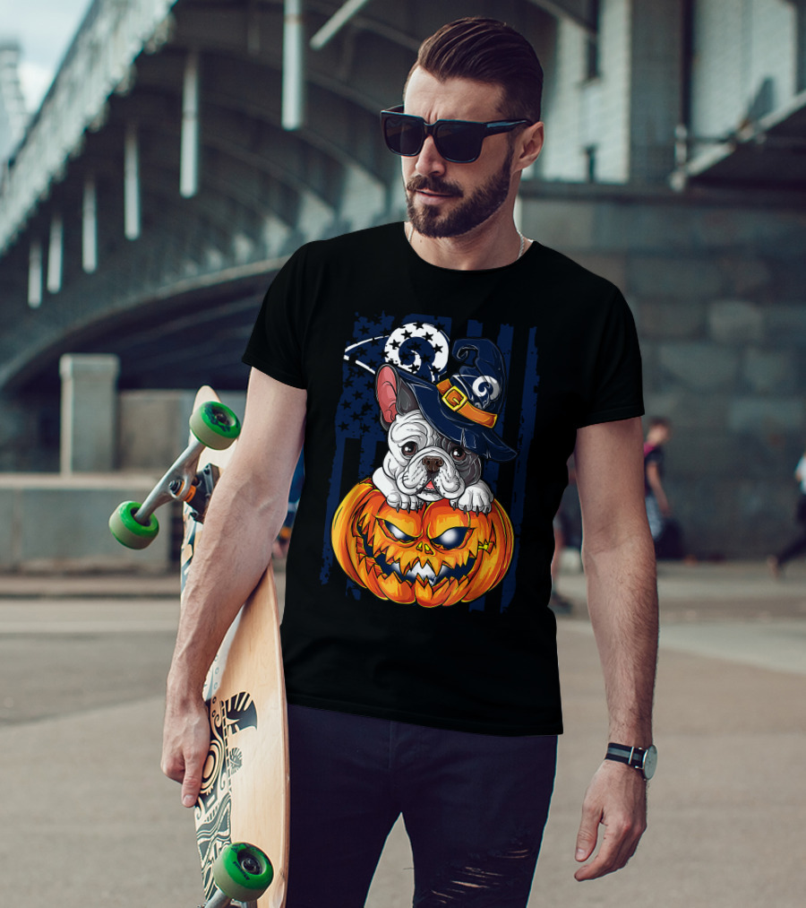 Hlw Bulldog Wizards Hat Pumpkin Los Angeles Rams T-Shirt