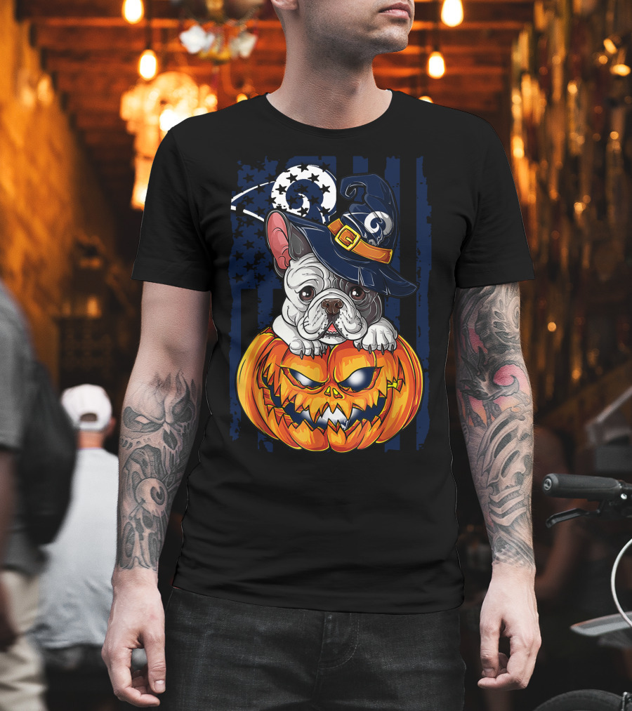 Hlw Bulldog Wizards Hat Pumpkin Los Angeles Rams T-Shirt