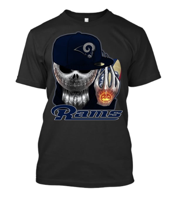 Jackskull Los Angeles Rams Halloween Skull Cap Football T-Shirt