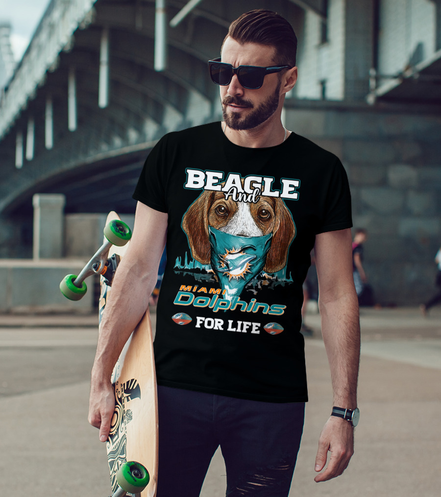 Beagle And Miami Dolphins For Life T-Shirt