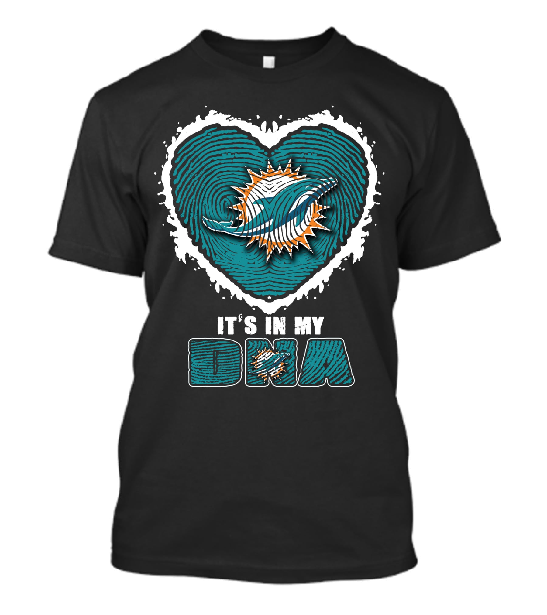 It's In My DNA Miami Dolphins Heart Fingerprint T-Shirt