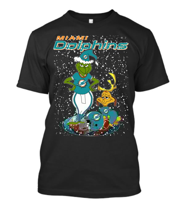 Grinchxmas Miami Dolphins Holiday Football T-Shirt