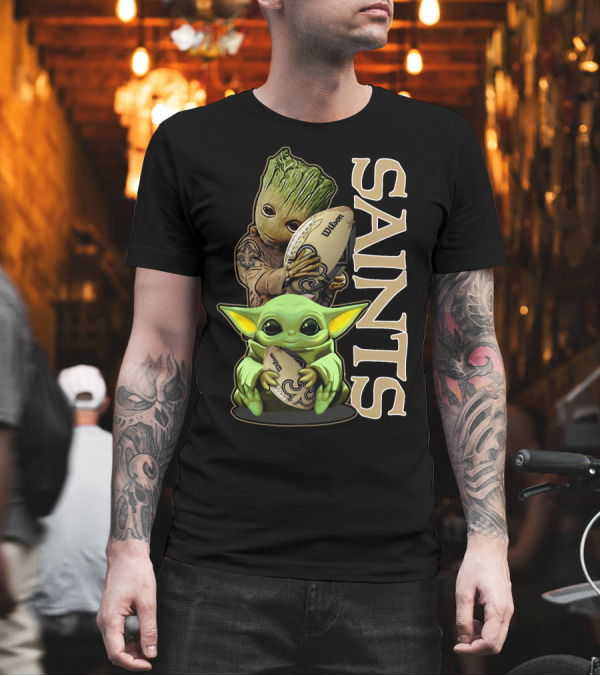 Grzd New Orleans Saints Wilson Football with Baby Characters T-Shirt Grzd New Orleans Saints Wilson Football with Baby Characters T-Shirt