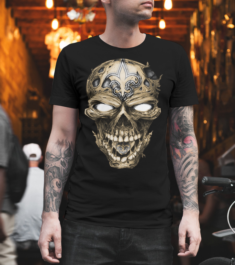 Skull V2 New Orleans Saints Fleur-de-Lis Zombie Head T-Shirt