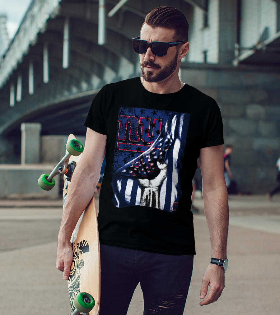 NY Giants American Flag Hand T-Shirt