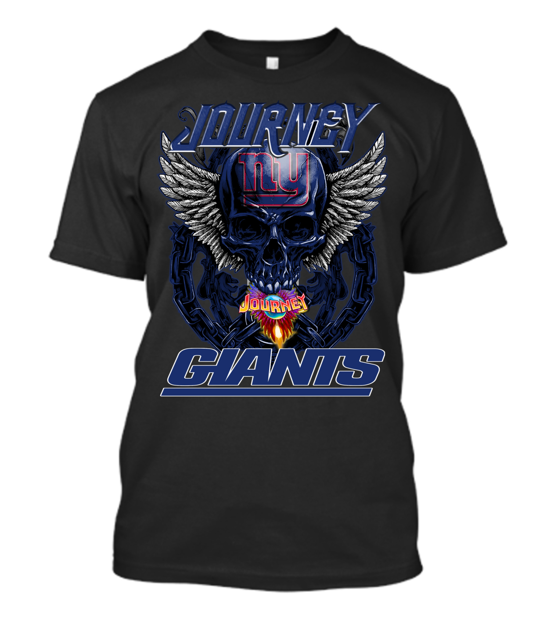 Journey NY Giants Skull Wings Flame T-Shirt