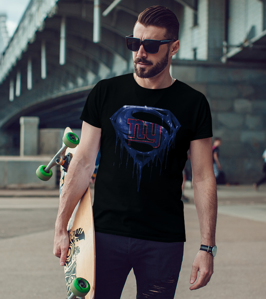 New York Giants Superman Logo Dripping Effect T-Shirt