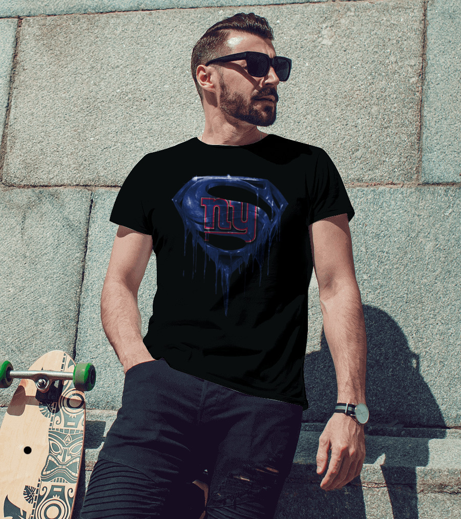 New York Giants Superman Logo Dripping Effect T-Shirt