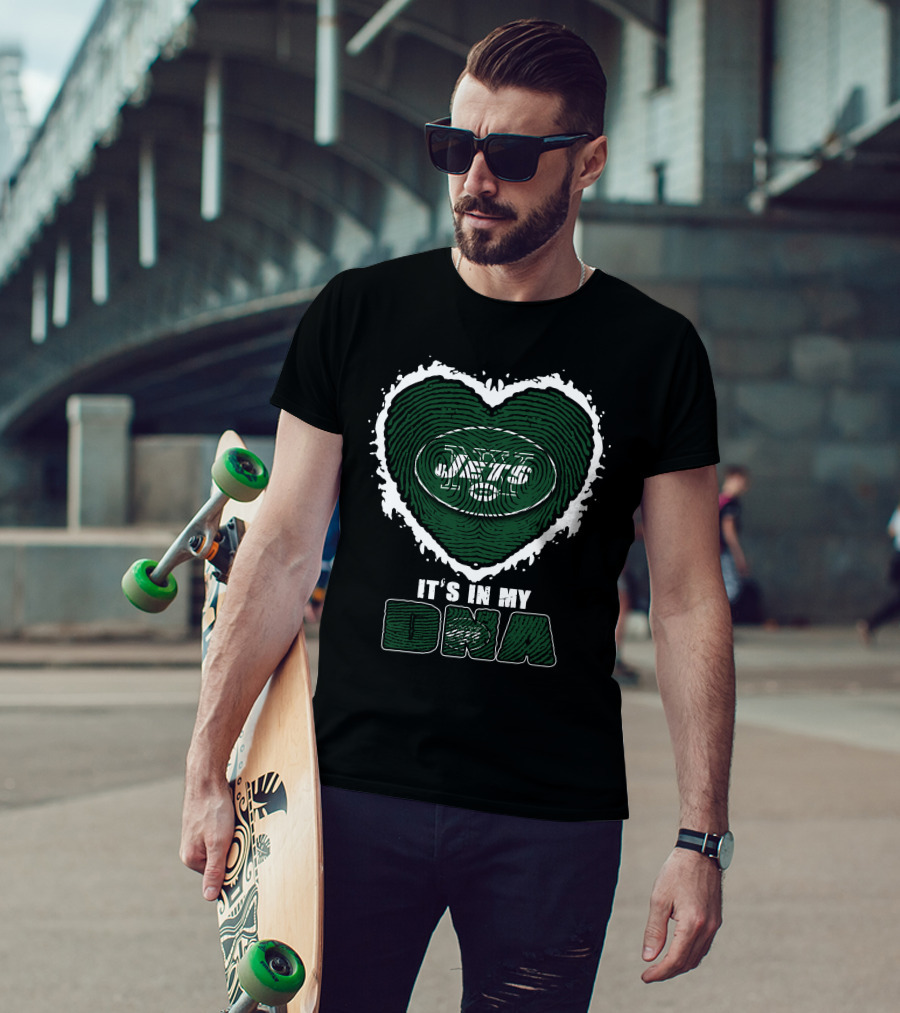 It's In My DNA New York Jets Heart Fingerprint T-Shirt
