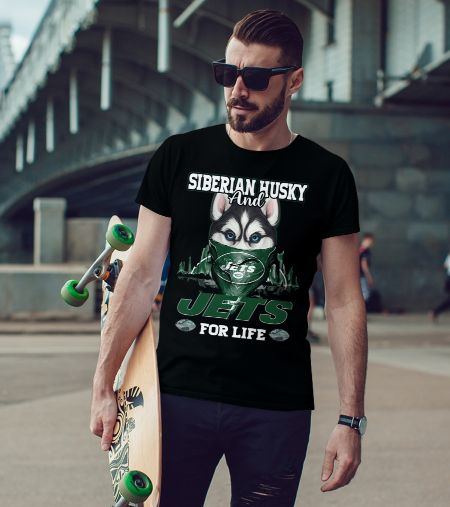Siberian Husky And Jets For Life T-Shirt