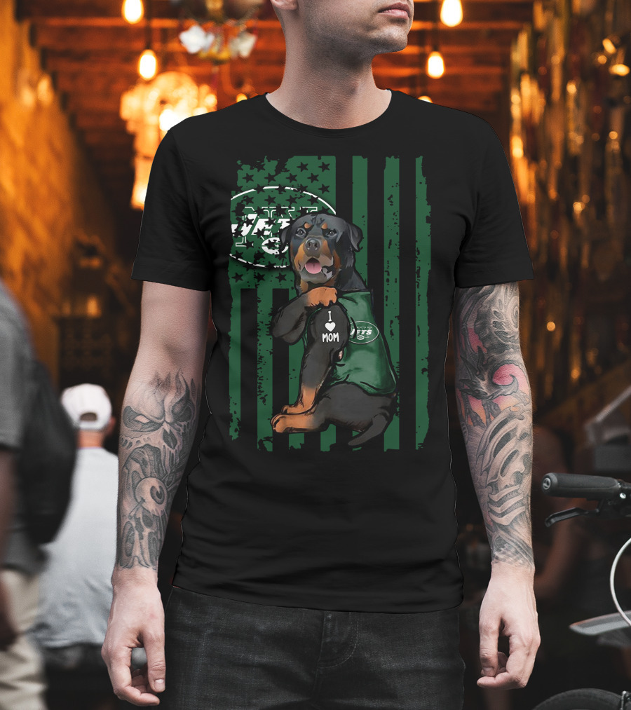 Rottweiler I Love Mom New York Jets Fan Gear T-Shirt