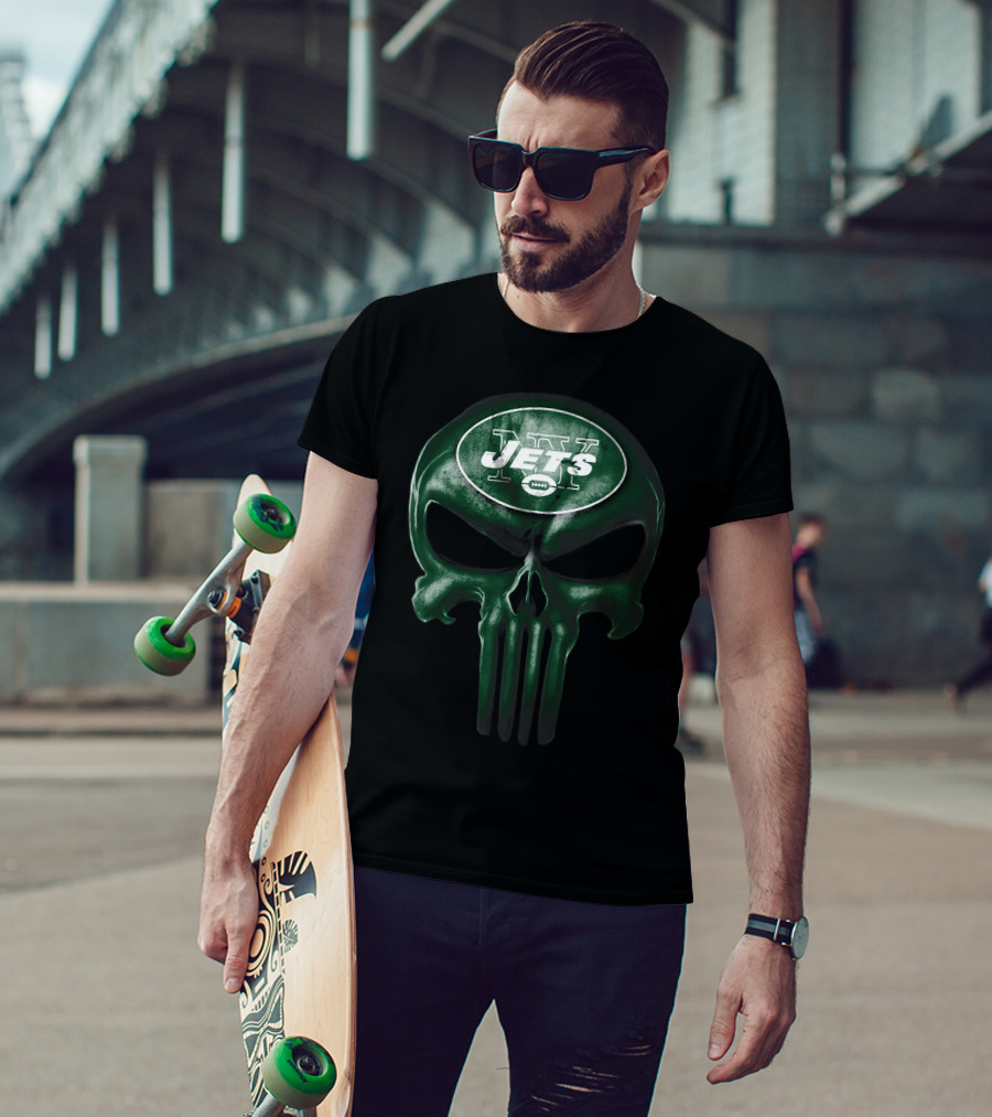 Skull V3 New York Jets NFL Logo Fusion T-Shirt