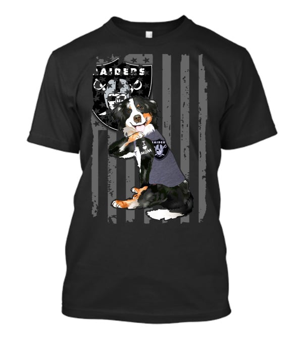 Oakland Raiders Border Collie I Love Mom T-Shirt