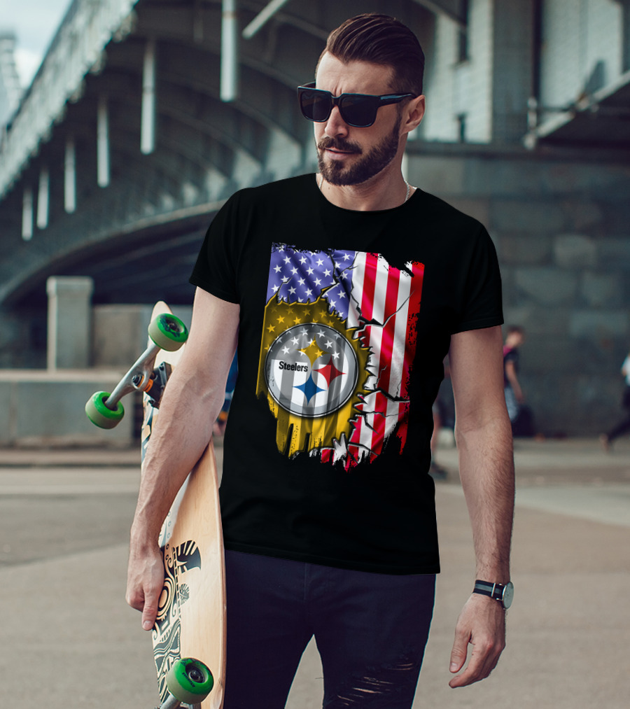 USA Flag Pittsburgh Steelers Logo V2 T-Shirt