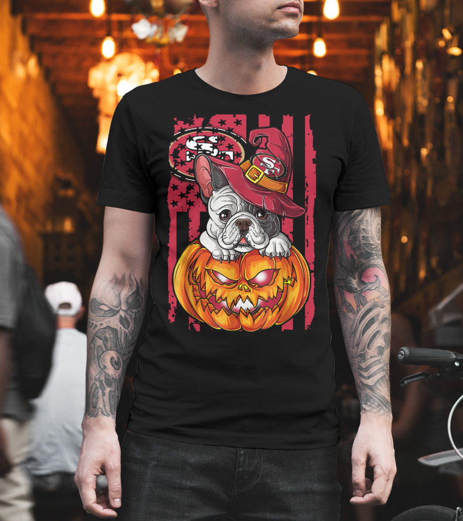 Hlw Bulldog San Francisco 49ers Halloween Pumpkin T-Shirt
