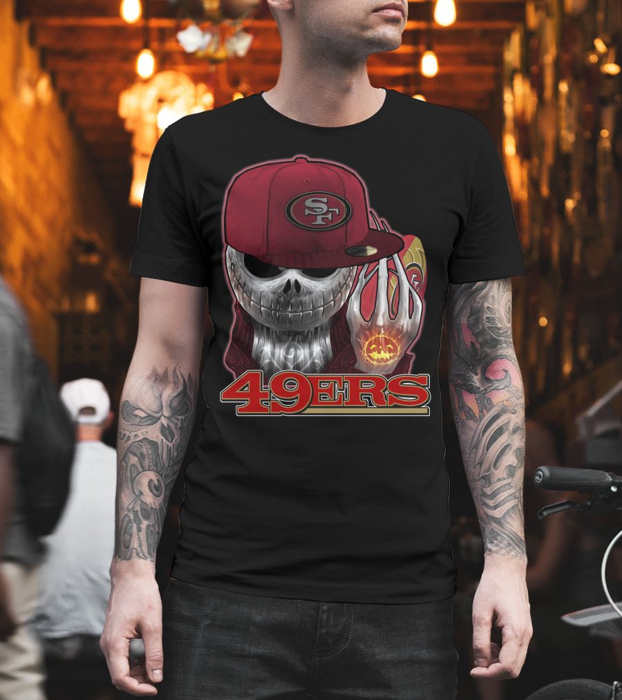 Jackskull 49ers SF Pumpkin Halloween Football T-Shirt
