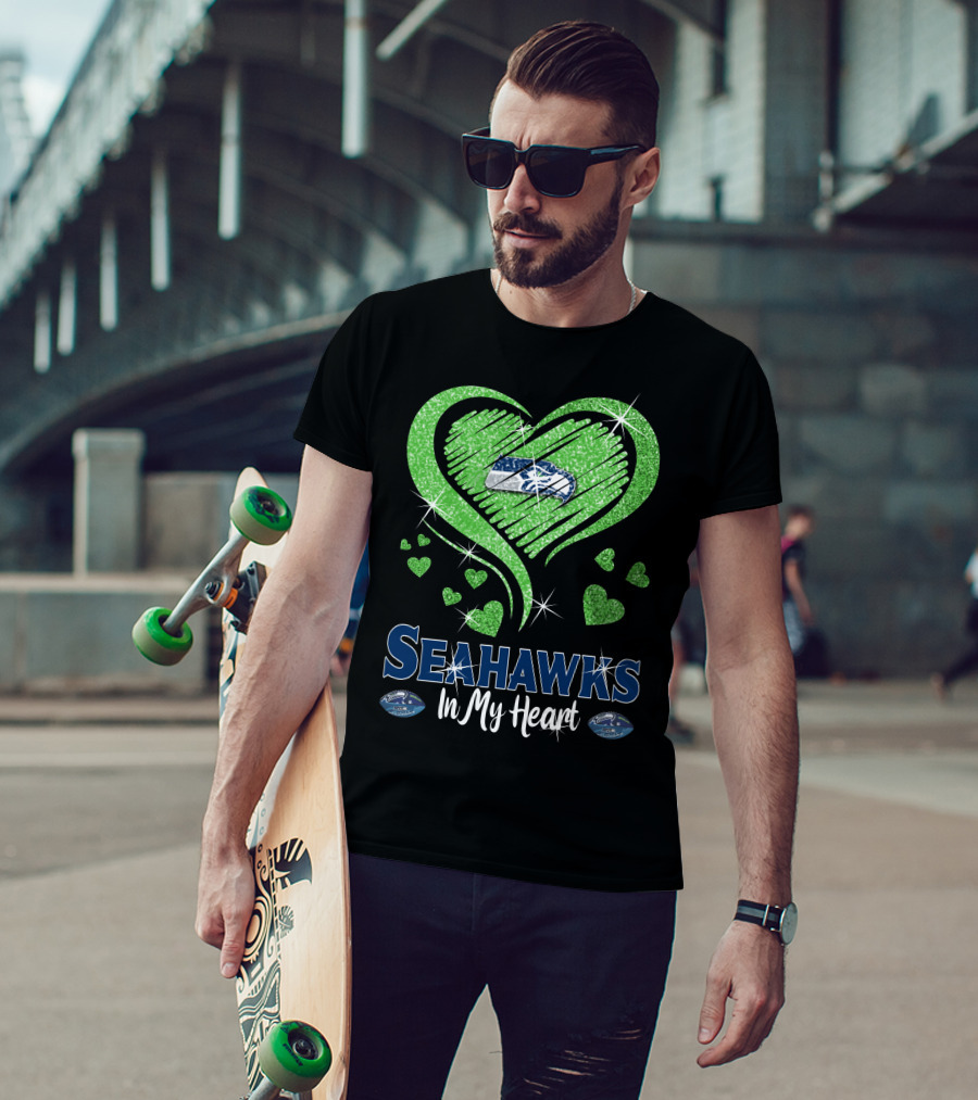 Seahawks In My Heart Sparkling Glitter Design With Team T-Shirt