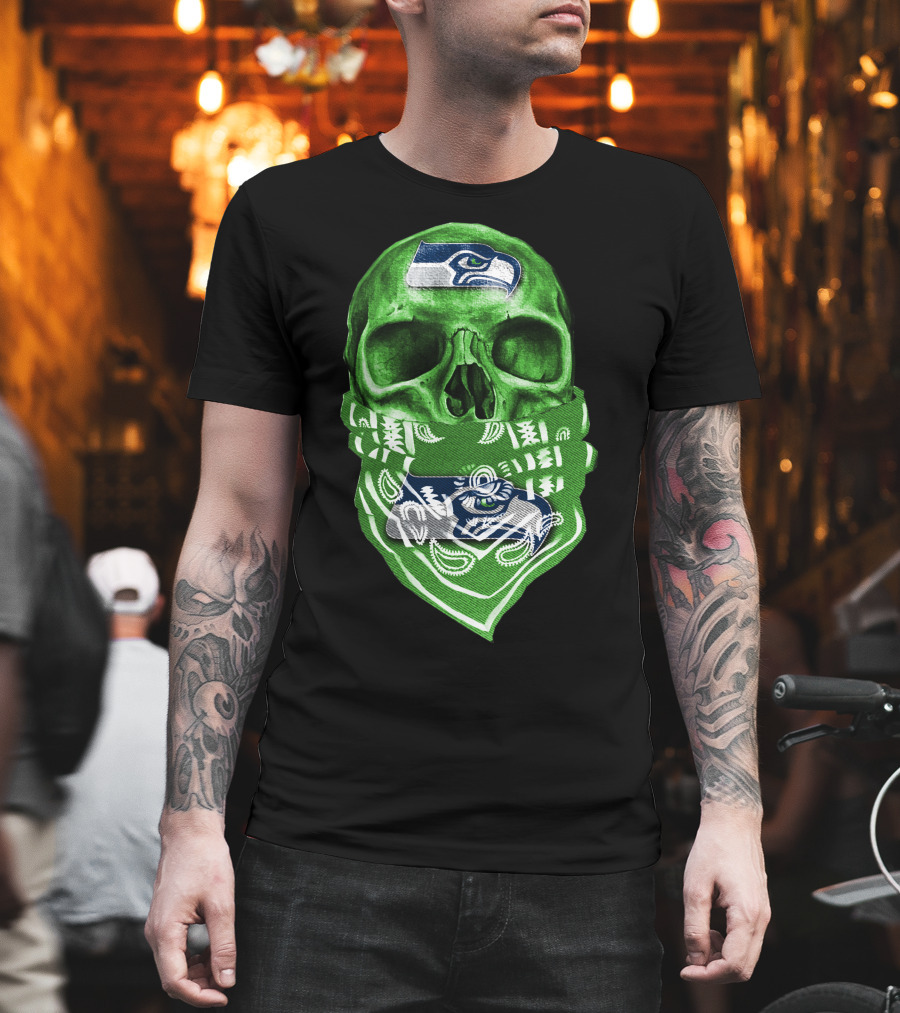 Skull V5 Seattle Seahawks Logo Bandana T-Shirt