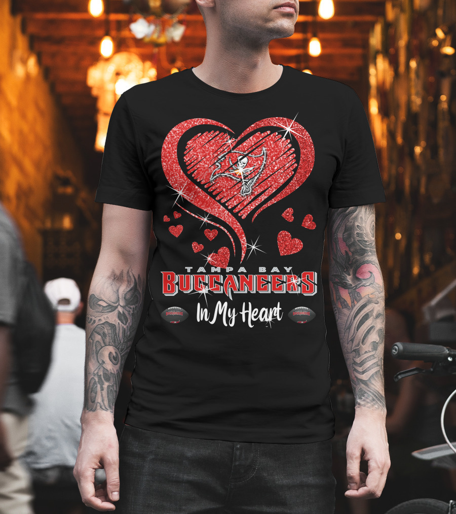 Tampa Bay Buccaneers In My Heart Sparkling Love Football T-Shirt