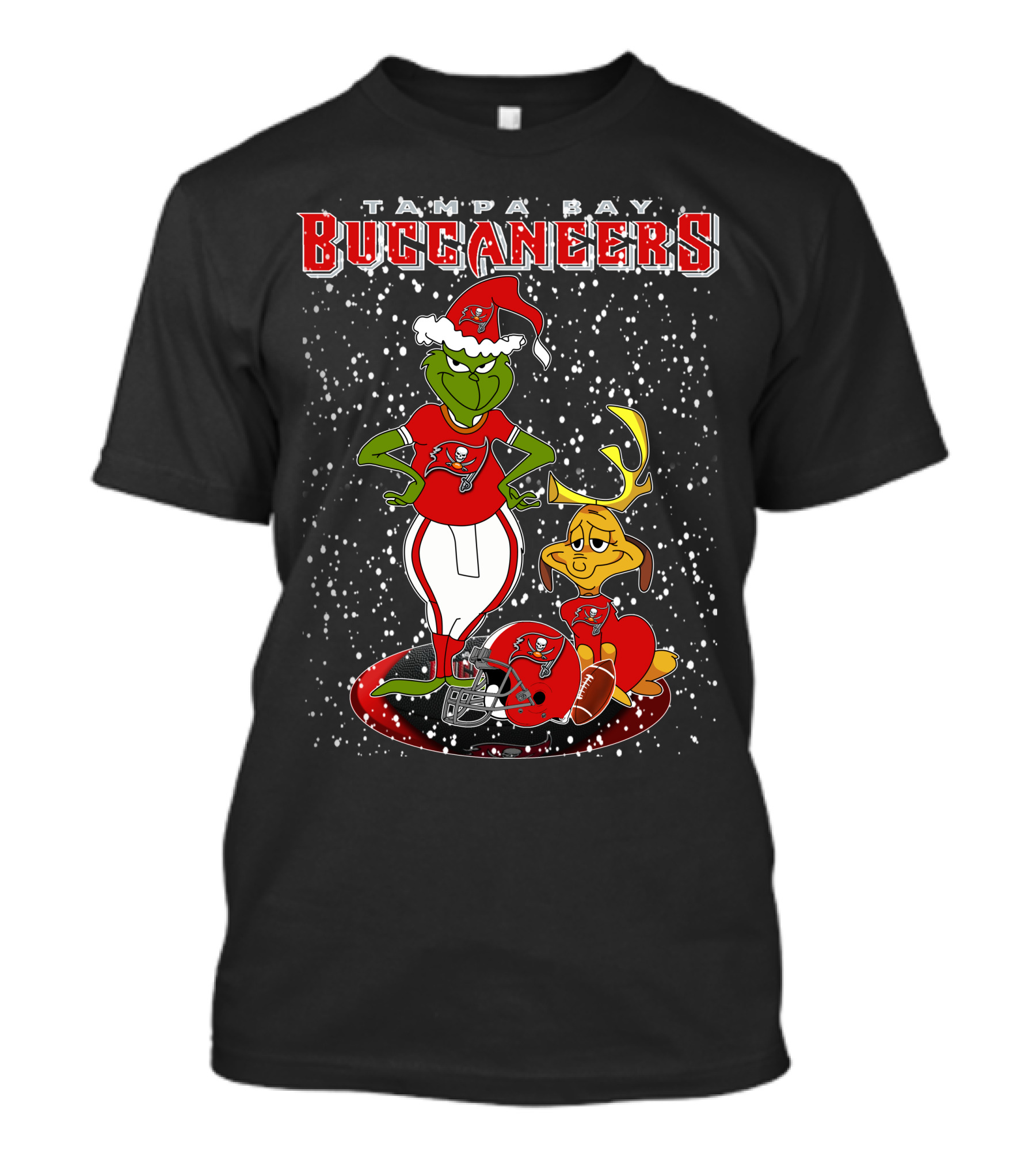 Grinchxmas Tampa Bay Buccaneers Santa Hat Christmas Football Snow T-Shirt