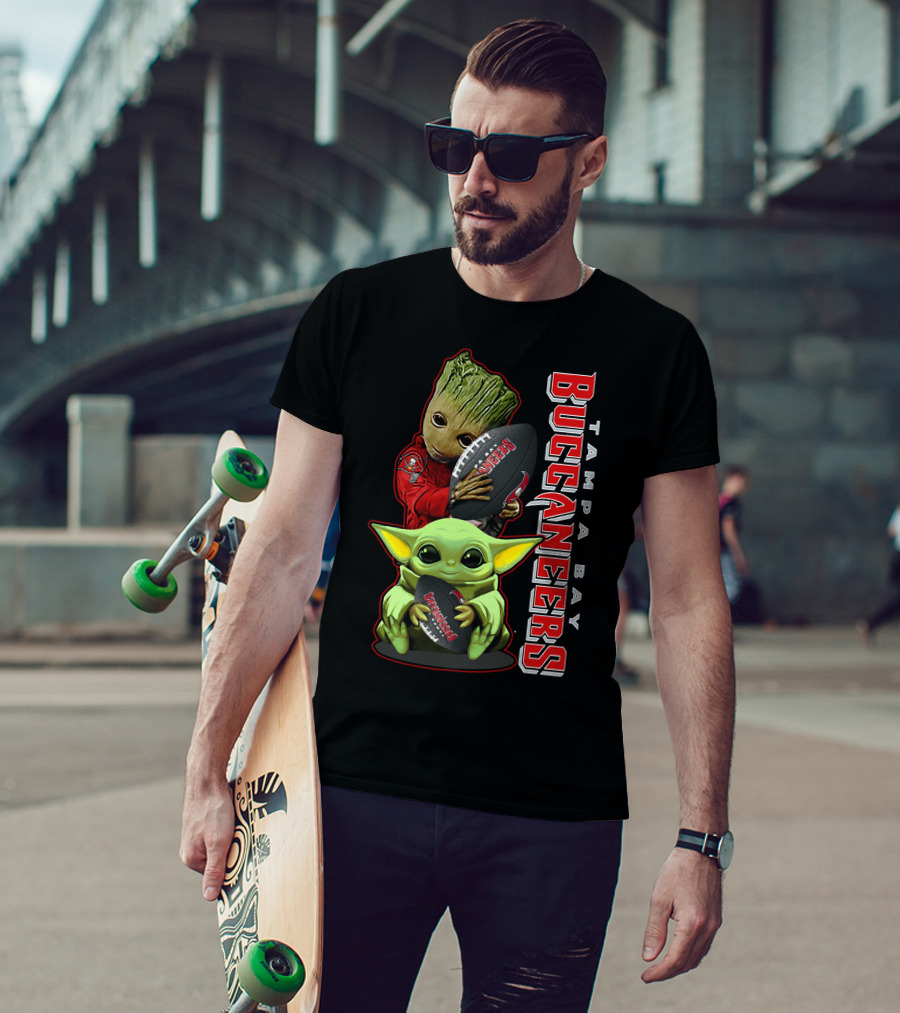 Grzd Tampa Bay Buccaneers Groot Baby Yoda Football T-Shirt