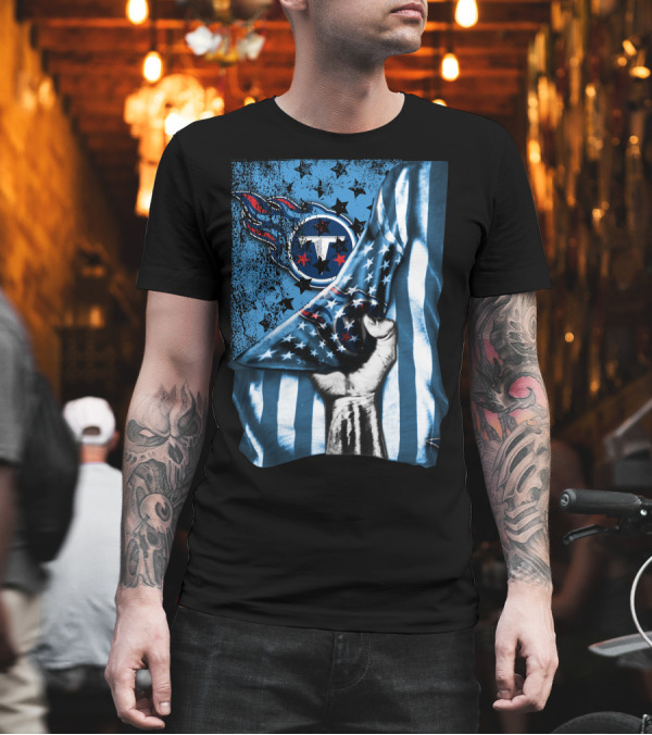 Flag Tennessee Titans American Stars Stripes T-Shirt Flag Tennessee Titans American Stars Stripes T-Shirt